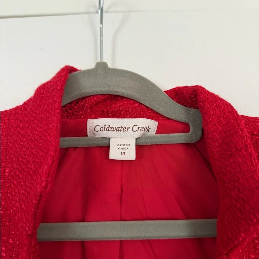 Coldwater Creek Red Blazer Jacket Button Detail Military Holiday Christmas - Picture 5 of 9